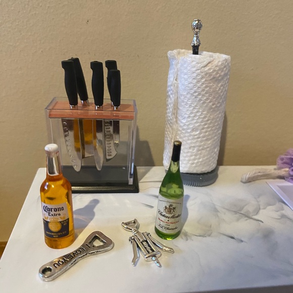 Barbie kitchen Accessory Butcher Block Knife 6 pc Set - Picture 5 of 11